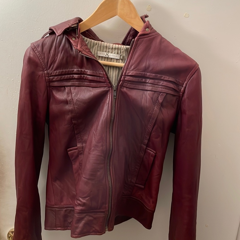 Mike & Chris Leather Hooded Bike Jacket